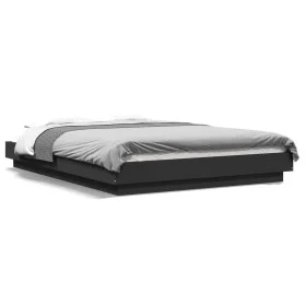Black engineered wood bed frame 140x200 cm by vidaXL, Beds and slatted bases - Ref: Foro24-3281190, Price: 163,82 €, Discount: %