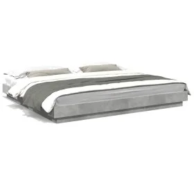 Concrete gray engineered wood bed frame 180x200cm by vidaXL, Beds and slatted bases - Ref: Foro24-3281171, Price: 171,46 €, D...