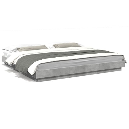 Estructura de cama madera de ingeniería gris hormigón 180x200cm de vidaXL, Camas y somieres - Ref: Foro24-3281171, Precio: 17...