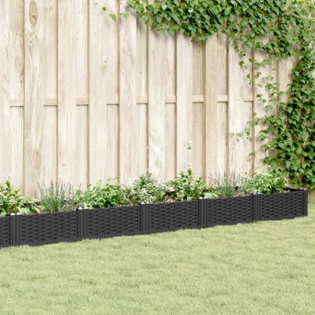 Jardinera con clavijas PP negro 362,5x42,5x28,5 cm