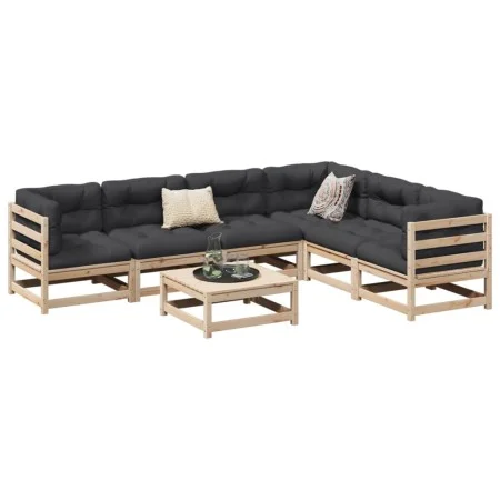 7-teiliges Gartensofa-Set mit Kissen aus massivem Kiefernholz von vidaXL, Gartensets - Ref: Foro24-3299467, Preis: 627,76 €, ...
