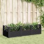 Jardinera con clavijas PP negro 123,5x43,5x43,5 cm