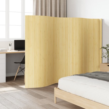 Biombo divisor de bambú color natural claro 165x400 cm