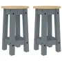 Taburetes altos de cocina 2 uds madera maciza de pino gris de vidaXL, muebles para cocinas y comedores - Ref: Foro24-4005700,...