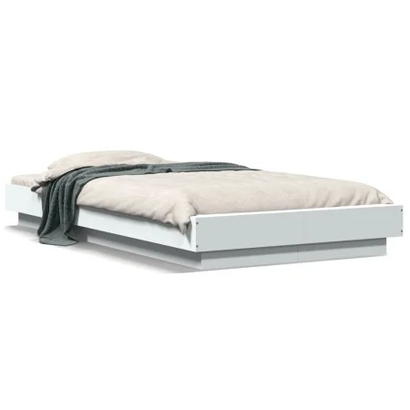 White engineered wood bed frame with LED 100x200 cm by vidaXL, Beds and slatted bases - Ref: Foro24-3281112, Price: 159,49 €,...