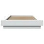 White engineered wood bed frame with LED 100x200 cm by vidaXL, Beds and slatted bases - Ref: Foro24-3281112, Price: 159,49 €,...