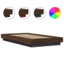 Brown oak wood bed frame with LED lights 90x200 cm by vidaXL, Beds and slatted bases - Ref: Foro24-3281125, Price: 160,11 €, ...