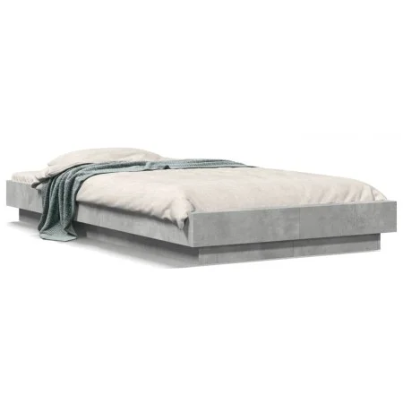 Bed frame with LED lights concrete gray wood 90x190 cm by vidaXL, Beds and slatted bases - Ref: Foro24-3281150, Price: 148,62...