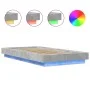Bed frame with LED lights concrete gray wood 90x190 cm by vidaXL, Beds and slatted bases - Ref: Foro24-3281150, Price: 148,62...