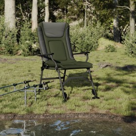 Silla de pesca con reposabrazos plegable verde