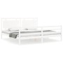 Estructura cama de matrimonio con cabecero madera maciza blanco de vidaXL, Camas y somieres - Ref: Foro24-3194067, Precio: 17...
