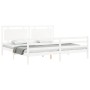 Double bed frame with white solid wood headboard by vidaXL, Beds and slatted bases - Ref: Foro24-3194067, Price: 179,87 €, Di...