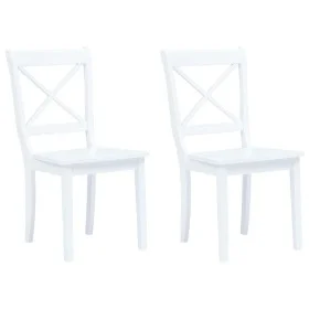 Esszimmerstühle 2 Stk. massives Gummiholz weiß von vidaXL, Essstühle - Ref: Foro24-247356, Preis: 137,48 €, Rabatt: %
