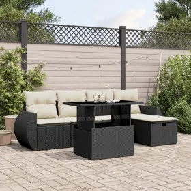 6-piece garden sofa set and black synthetic rattan cushions by vidaXL, Garden sets - Ref: Foro24-3275126, Price: 416,88 €, Di...