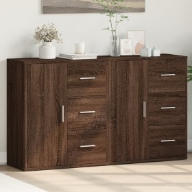 Aparador de madera de ingeniería 2 uds marrón roble 60x31x70 cm de vidaXL, Aparadores - Ref: Foro24-3276559, Precio: 150,08 €...