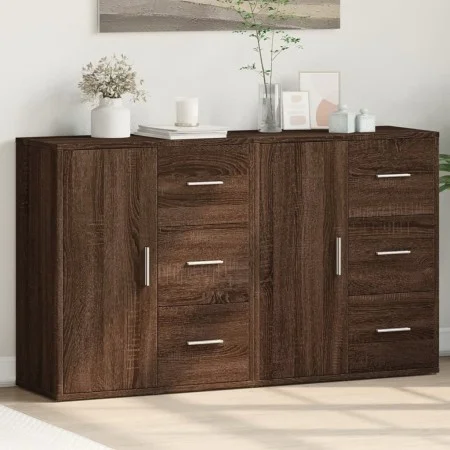 Aparador de madera de ingeniería 2 uds marrón roble 60x31x70 cm de vidaXL, Aparadores - Ref: Foro24-3276559, Precio: 147,85 €...