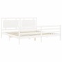 Double bed frame with white solid wood headboard by vidaXL, Beds and slatted bases - Ref: Foro24-3194067, Price: 179,87 €, Di...