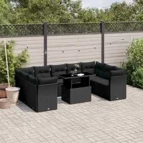 Set de sofás de jardín 10 pzas cojines ratán sintético negro by vidaXL, Garden sets - Ref: Foro24-3266815, Price: 676,08 €, D...