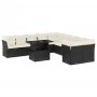 11-teilige Gartensofagarnitur und schwarze synthetische Rattankissen von vidaXL, Gartensets - Ref: Foro24-3266876, Preis: 696...
