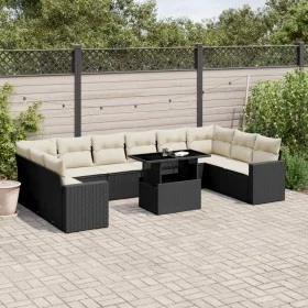 Set de sofás de jardín 11 pzas y cojines ratán sintético negro by vidaXL, Garden sets - Ref: Foro24-3267516, Price: 688,67 €,...