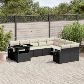 Set de sofás de jardín 10 pzas cojines ratán sintético negro de vidaXL, Conjuntos de jardín - Ref: Foro24-3268136, Precio: 63...