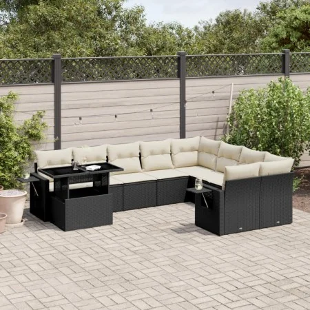 Set de sofás de jardín 10 pzas cojines ratán sintético negro by vidaXL, Garden sets - Ref: Foro24-3268136, Price: 635,69 €, D...
