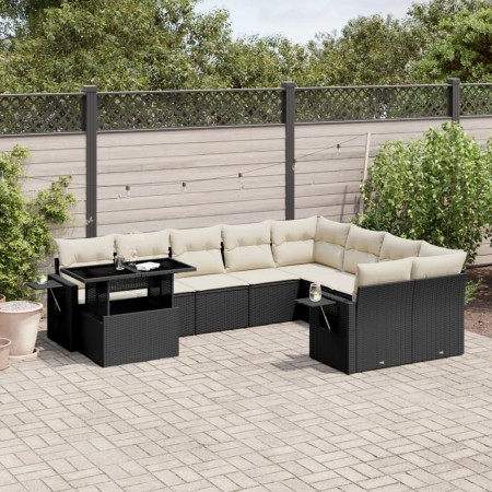 Set de sofás de jardín 10 pzas cojines ratán sintético negro by vidaXL, Garden sets - Ref: Foro24-3268136, Price: 604,67 €, D...