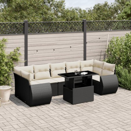 8-teiliges Gartensofa-Set und schwarze synthetische Rattankissen von vidaXL, Gartensets - Ref: Foro24-3268406, Preis: 526,04 ...