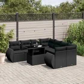 Set de sofás de jardín 8 piezas y cojines ratán sintético negro by vidaXL, Garden sets - Ref: Foro24-3268425, Price: 655,98 €...