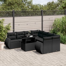Set de sofás de jardín 8 piezas y cojines ratán sintético negro by vidaXL, Garden sets - Ref: Foro24-3268425, Price: 619,68 €...