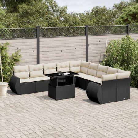 Set de sofás de jardín 11 pzas y cojines ratán sintético negro by vidaXL, Garden sets - Ref: Foro24-3268796, Price: 711,17 €,...