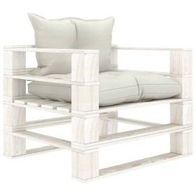 Palettensofa für Gartenholz mit beigen Kissen von vidaXL, Outdoor-Sofas - Ref: Foro24-3052420, Preis: 110,56 €, Rabatt: %