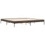 Oak brown metal engineered wood bed frame 200x200 cm by vidaXL, Beds and slatted bases - Ref: Foro24-845000, Price: 98,32 €, ...