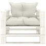 Wooden pallet sofa for garden with beige cushions by vidaXL, Outdoor sofas - Ref: Foro24-3052420, Price: 109,21 €, Discount: %
