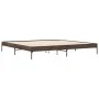 Oak brown metal engineered wood bed frame 200x200 cm by vidaXL, Beds and slatted bases - Ref: Foro24-845000, Price: 98,32 €, ...