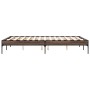 Engineered wood bed frame oak brown metal 140x190 cm by vidaXL, Beds and slatted bases - Ref: Foro24-845040, Price: 90,17 €, ...