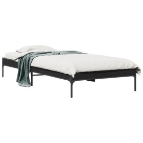 Black engineered wood and metal bed frame 75x190 cm by vidaXL, Beds and slatted bases - Ref: Foro24-845056, Price: 74,49 €, D...