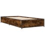 Bettgestell aus Holzwerkstoff, Metall, geräucherte Eiche, 90 x 200 cm von vidaXL, Betten und Lattenroste - Ref: Foro24-845113...