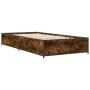 Estructura cama madera ingeniería metal roble ahumado 90x200 cm de vidaXL, Camas y somieres - Ref: Foro24-845113, Precio: 70,...