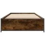 Estructura cama madera ingeniería metal roble ahumado 90x200 cm de vidaXL, Camas y somieres - Ref: Foro24-845113, Precio: 70,...