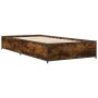 Bettgestell aus Holzwerkstoff, Metall, geräucherte Eiche, 90 x 200 cm von vidaXL, Betten und Lattenroste - Ref: Foro24-845113...
