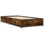 Estructura cama madera ingeniería metal roble ahumado 90x200 cm de vidaXL, Camas y somieres - Ref: Foro24-845113, Precio: 70,...