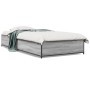 Estructura cama madera ingeniería metal gris Sonoma 75x190 cm de vidaXL, Camas y somieres - Ref: Foro24-845124, Precio: 68,87...