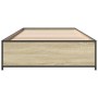 Estructura cama madera ingeniería metal roble Sonoma 100x200 cm de vidaXL, Camas y somieres - Ref: Foro24-845107, Precio: 71,...