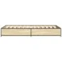 Estructura cama madera ingeniería metal roble Sonoma 100x200 cm de vidaXL, Camas y somieres - Ref: Foro24-845107, Precio: 70,...