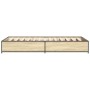 Estructura cama madera ingeniería metal roble Sonoma 100x200 cm de vidaXL, Camas y somieres - Ref: Foro24-845107, Precio: 71,...