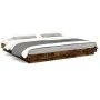 Bed frame with LED lights smoked oak wood 200x200 cm by vidaXL, Beds and slatted bases - Ref: Foro24-3281074, Price: 201,17 €...