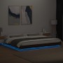 Estructura de cama con luces LED madera roble marrón 200x200 cm de vidaXL, Camas y somieres - Ref: Foro24-3281076, Precio: 22...