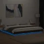 Estructura de cama con luces LED madera roble marrón 200x200 cm de vidaXL, Camas y somieres - Ref: Foro24-3281076, Precio: 21...