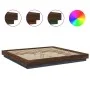 Estructura de cama con luces LED madera roble marrón 200x200 cm de vidaXL, Camas y somieres - Ref: Foro24-3281076, Precio: 21...